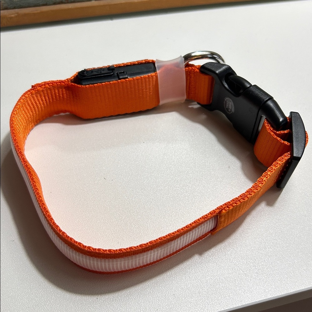 LED Dog Collar - Orange size small never used